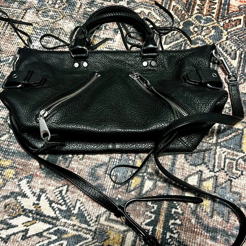 Rebecca Minkoff Black Mini Moto Leather Crossbody Bag - Picture 5 of 6